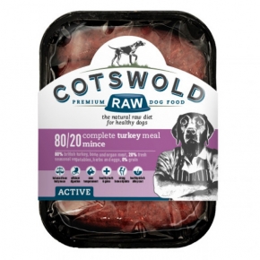 Cotswold Raw Sausage 80/20 Active Turkey 1kg Dog Food Frozen